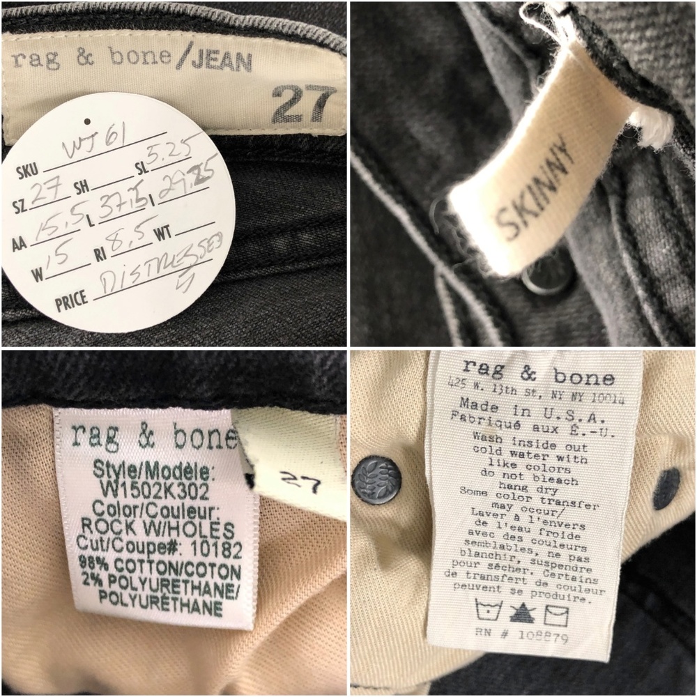 Rag & Bone Jeans Black Rock Holes Destroyed Skinny - Picture 8 of 8
